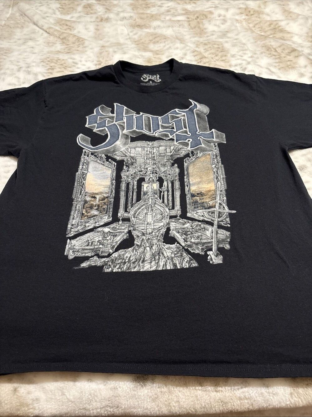 Official Ghost Skeletá Glitter T-Shirt XLarge Death Rock Metal Band T-Shirt